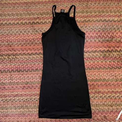 BLACK BASIC CHERRY EMBROIDERY RACERBACK CAMI DRESS