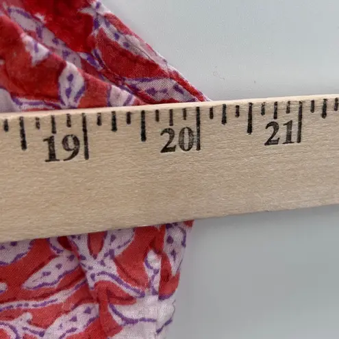 Roberta Roller Rabbit Red Floral Sleeveless Button Up Tunic Tank Dress Size Med