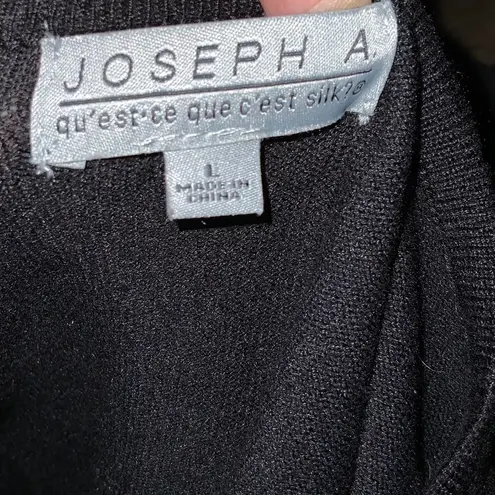 Joseph A . Black Knotted Open Sleeve Detail Pullover Round Neck Soft Sweater Lg