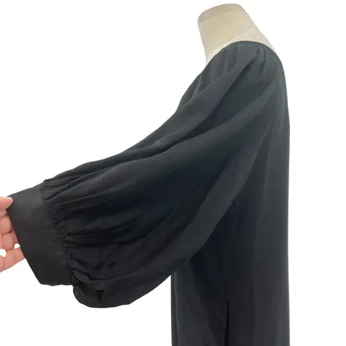 Apiece Apart Mini Shift Dress Balloon Sleeve V-Neck Linen Tencel Black Size 2 - Image 7