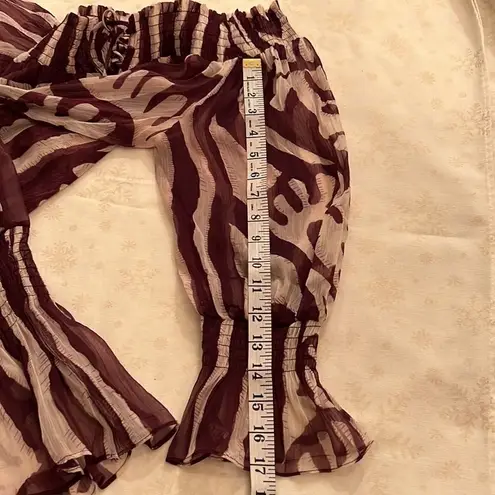 Ceres Beautiful sheer top or swimsuit cover w/ cute tiesâat neck andâgathers. Purple Size M