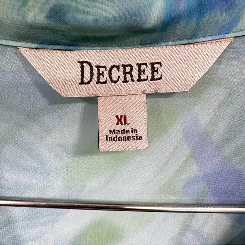 Decree Vintage Y2K Sheer Pastel Watercolor Long Sleeve Blouse Flowy Ethereal XL