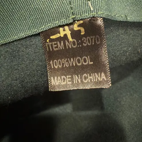 Womens Dark Green Wool Wide Brim Fedora Hat with Bow Accent Item 3070