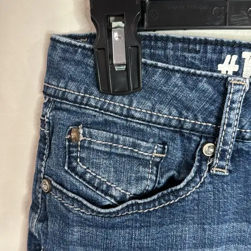 Hydraulic Lola Curvy cuffed fringe hem denim embellished mini shorts sz 9/10