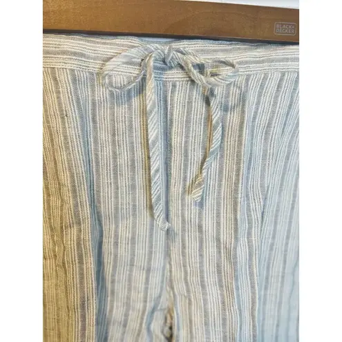 Orvis Women’s Shoreline Linen Pull On Straight Leg Pants XL Blue White NWT