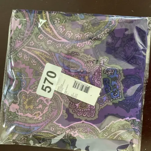 Covington Sheer Paisley Print 2 PIECE CHIFFON Layered Boho Top L Purple