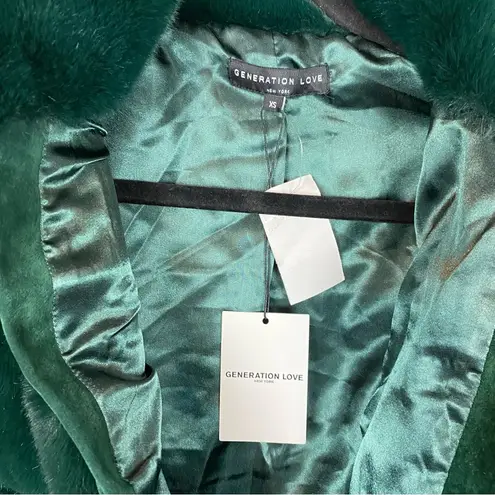 Generation Love Jodi Faux Fur Zip Front Coat Jacket Size xs Forest Green NEW