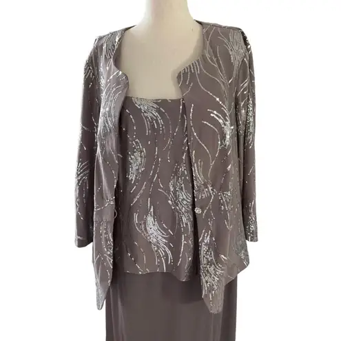 Alex Evenings Women Size 18 2pc Set Gray Party Dress Sequin Formal 21-934