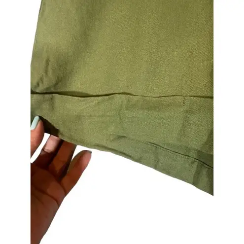 Andrew Marc New York Olive Dressy Linen Blend Cuffed Shorts Women Sz M