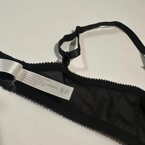 Gilligan O’Malley Black With White Floral Embroidery 34D Unlined Underwire Bra Size undefined