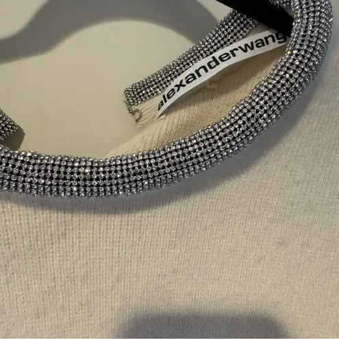 Alexander Wang Crystal Tubular Necklace Cream Long Sleeved Sweater - Image 6