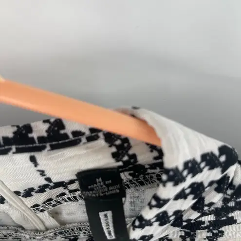 LORD & TAYLOR Design Lab Dress Medium Plaid Checks B&W Mock Neck Fit & Flare Black