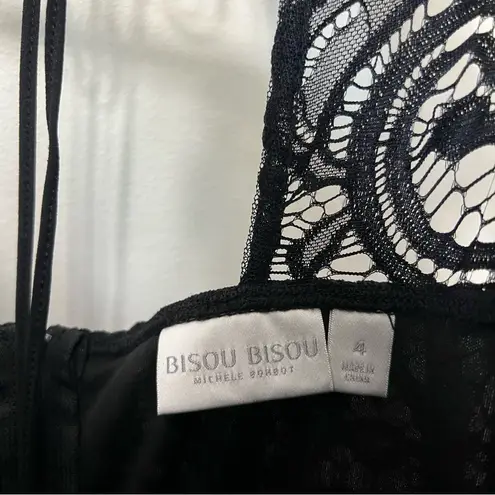 Bisou Bisou Michelle Bohbot Black Sleeveless Lace Overlay Dress Size 4