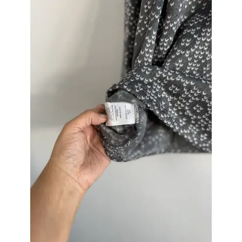 Stan Herman Fleece Jacket Women's Large Geometric Gray Zip Up Mock Neck Casual