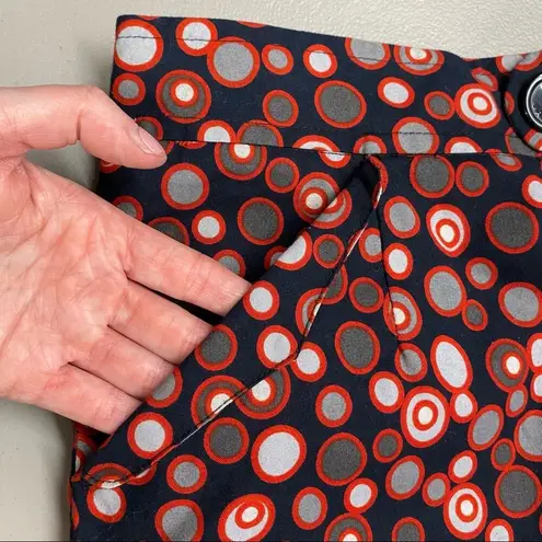 Marc Jacobs  Pencil Skirt Black Red Gray Circle Pockets Back Slit Button Zip Sz 6