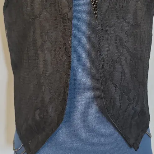 Vintage Black Lace Overlay Open Front Vest By Liz Sinclair Size undefined