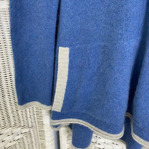 Subtle Luxury Cashmere Hoodie S/M Blue Gray Trim Soft Cozy Lounge Sweater Flawed Size M