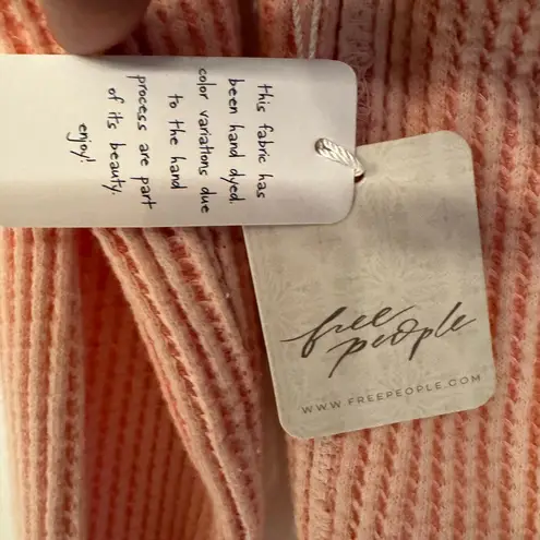 Free People  FP One Colt Henley Top Distressed Waffle Women’s Pink Coral Size XS
