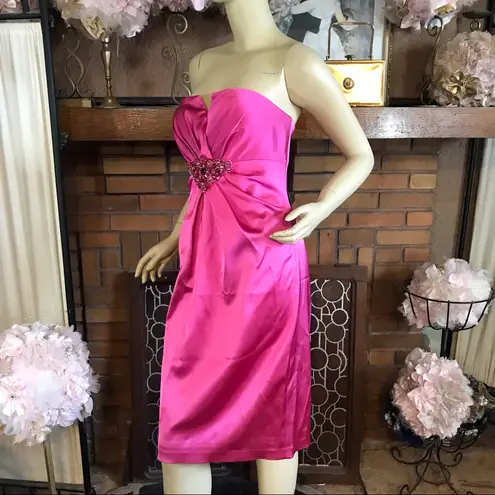 David Meister PINK STRAPLESS BEADED COCKTAIL DRESS (10)