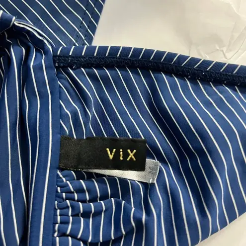 Vix Swim Blue Striped Bikini Top Blue Square Enamel Jewel Size‎ Medium