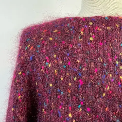 Vintage 90s Cape Isle Knitters Fuzzy Mohair Confetti Cardigan Sweater slouchy S