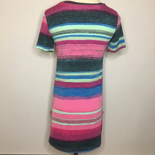 Pink Mint Blue Striped V