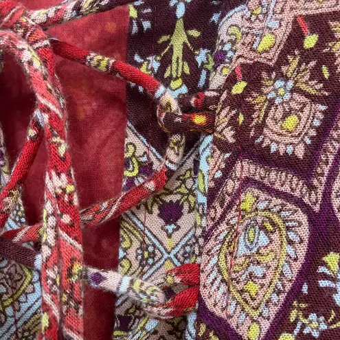 India Fashion Red Mandala Paisley Mini Dress Size M Size M