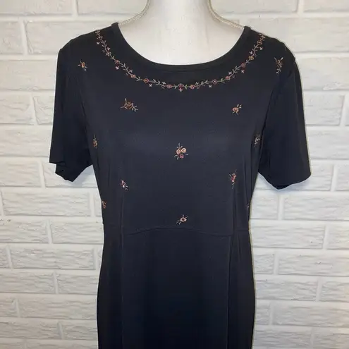 Vintage 90s Y2K Babydoll Empire Waist Floral Embroidered Maxi Dress, Size Medium