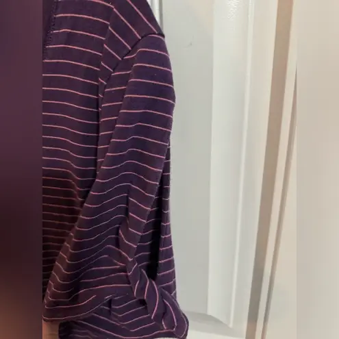 Calia by Carrie Underwood Purple Striped Athletic Tee w/ Knotted Cut Out Sleeve Size XL