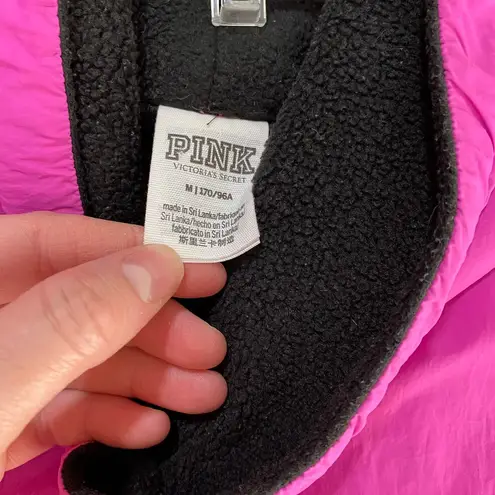 PINK VS Hot Pink Black Windbreaker Pullover Long Sleeve Pocket Hoodie Size MD Size M