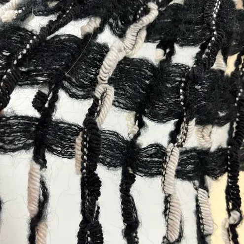 Italian stitch open knit fringe scarf