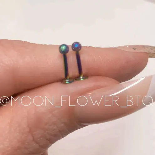 Rainbow Sparkle Sandblast Flat Back Earrings Purple