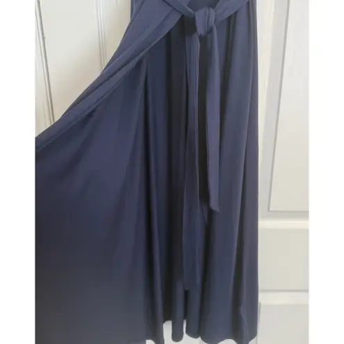 Quince Tencel Jersey Wrap Midi Dress Size XS Navy Blue Work Office Career