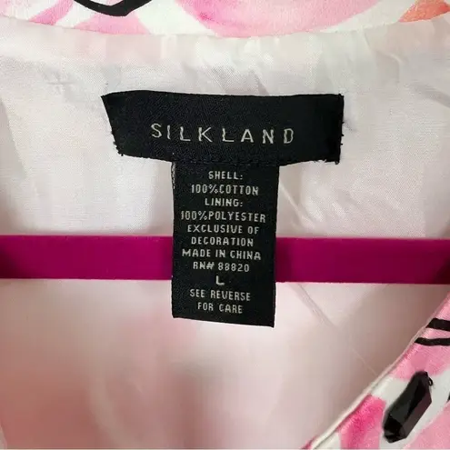 SilkLand Colorful Artsy Abstract Print Jacket PINK/BLACK/WHITE 3/4 Large Pink