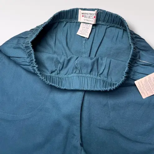NWT Mainstreet Blues High Rise Pants Stretch Teal Elastic Waist Size 14W Blue
