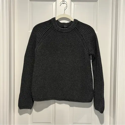 Quince 100% Organic Cotton Fisherman Crew Sweater Small Charcoal Gray