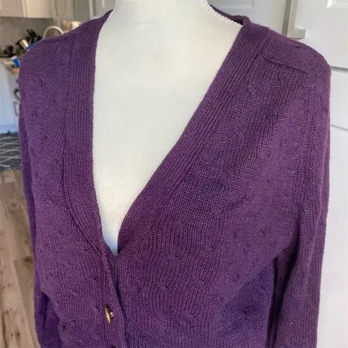 Vintage Purple Gold Button Front Ramie and Cotton Cardigan Sweater S Long Sleeve