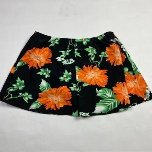Sfanka Floral Print Skirted Bikini Bottom Black Size XL