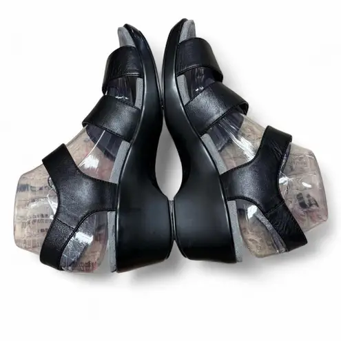 Alegria  OLI-631 Olivia Black Leather Platform Women's Sz 9/39 EU Sandals Shoes