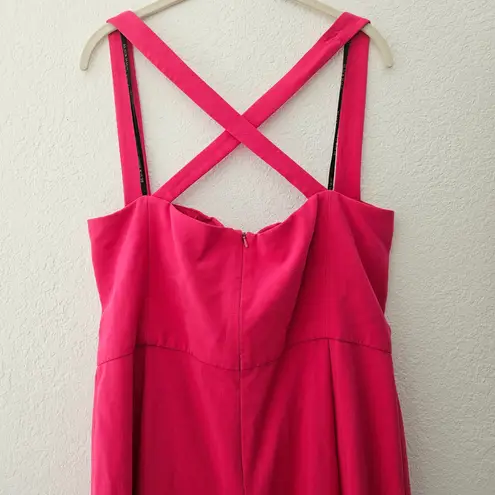 Black Halo Bene Crisscross Cropped Pink Jumpsuit Size 16