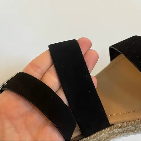 Soda black tan espadrille platform sandal women’s size 9 strappy ankle buckle