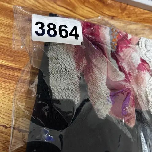 Sweet Rain 2X Sheer Floral Lace Trim Kimono Cardigan Black Pink Boho Romantic