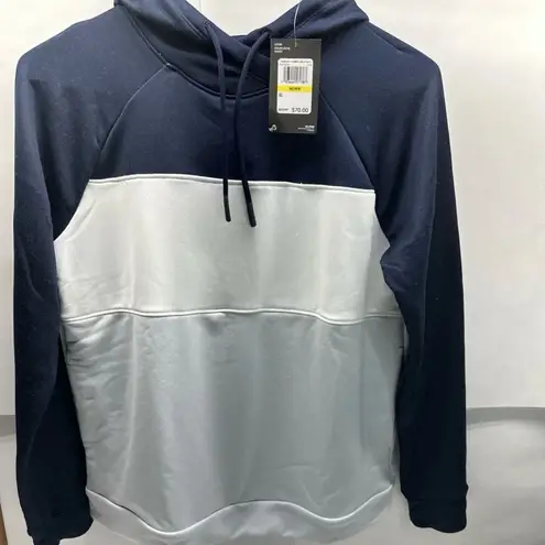 Under Armour  Terry Fleece Blocked Hoodie With Hat Navy Blue White Gray Sz XS NWT