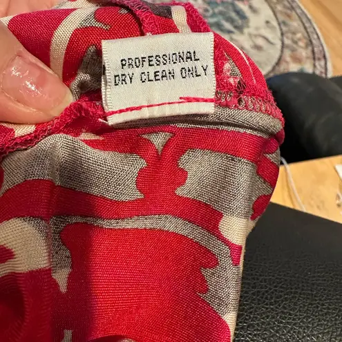 Chetta B VINTAGE SHERRIE BLOOM PETER NOVIELLO VNECK RED WHITE PRINT SILK DRESS 8