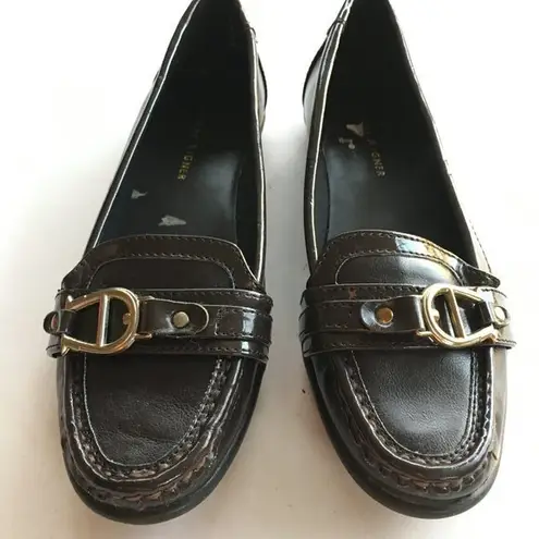 Etienne Aigner Sven Loafers Shoes Horsebit Logo Dark Brown Leather Women…
