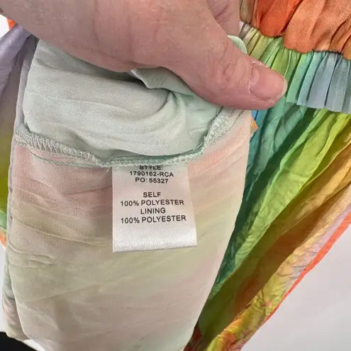 Current Air Sereia Rainbow Painterly Midi Dress Womens XXS Crinkle Polyester NEW