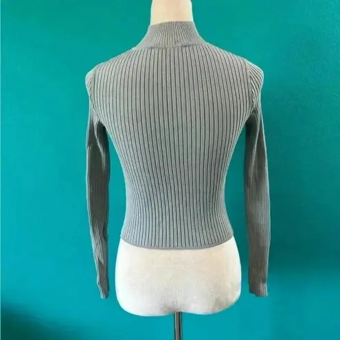 ZARA  ribbed light blue turtleneck tight long sleeve sweater in size small
