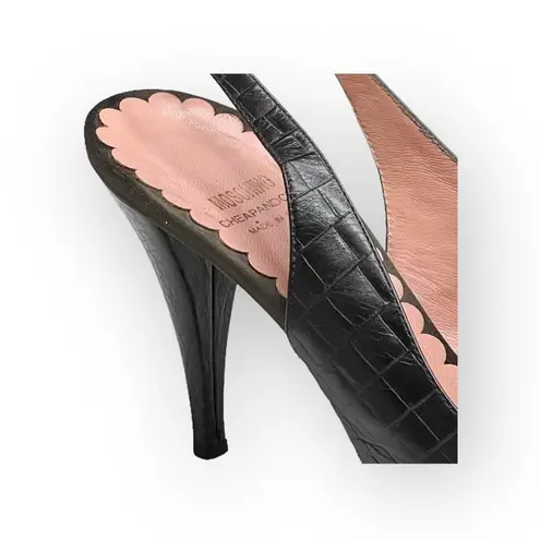 Moschino Vintage: Cheap and Chic ♔ Peep Toe Slingback Bow Pumps Heels ♔ Brown ♔