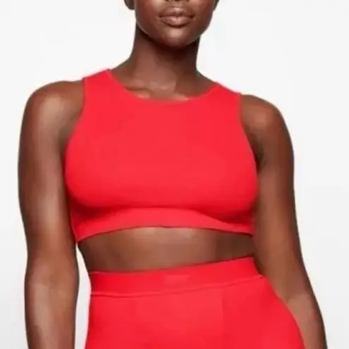 SKIMS Size 4X Cotton Rib Super Crop Tank Ruby AP-CRP-1399 NWT