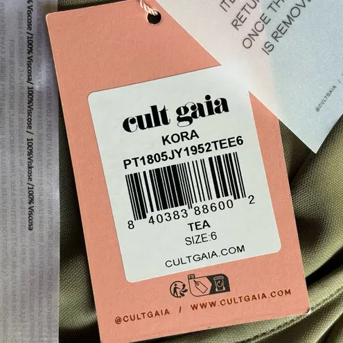 Cult Gaia NWT Kora tea green viscose high waist trousers pants size US 6 S small